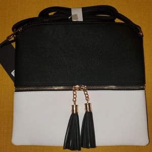 Small Crossbody Purse - Black, White, & Gold